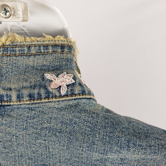 INC Concepts Petite P Denim Jacket Embroidered Flowers Womens Frog Closure Coat - Picture 10 of 16